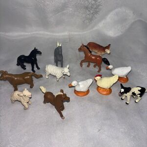 Safari Ltd‎ Farm Animal Figurine Lot 11pc Horses Cow Bull Sheep Chicken Ducks